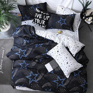 Classic bedding set 5 size grey blue flower bed linen 4pcs/set duvet cover set Pastoral bed sheet AB side duvet cover 2019 bed