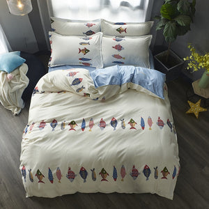 Classic bedding set 5 size grey blue flower bed linen 4pcs/set duvet cover set Pastoral bed sheet AB side duvet cover 2019 bed