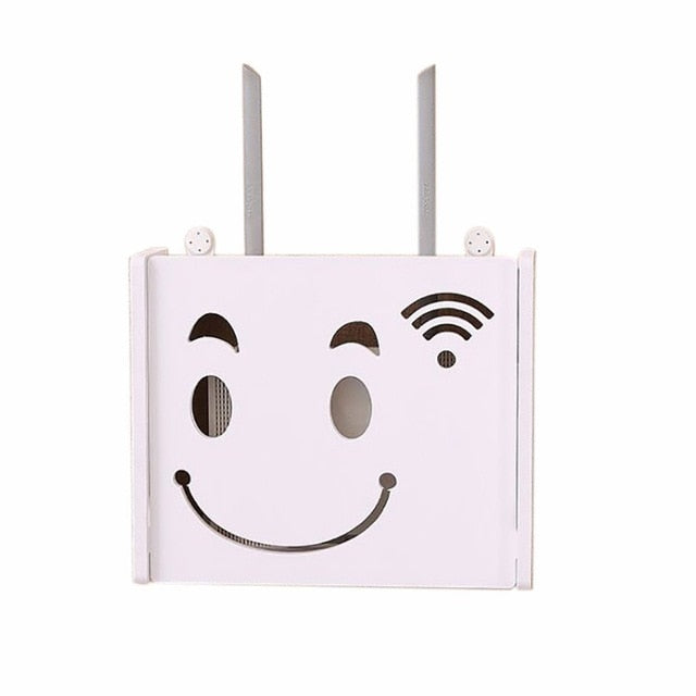 Wireless Wifi Router Storage Box Wood-Plastic Shelf Wall Hangings Bracket Cable Storage Home Décor