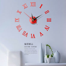 Load image into Gallery viewer, Luxury 3D DIY Wall Clock Roman Numeral Mirror Sticker Home Living Room Art Décor Wall Clocks