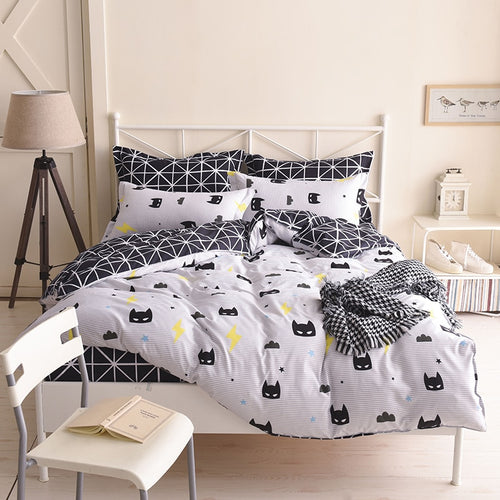 Wongsbedding Batman Bedding Set Black Color Cartoon Duvet Cover Sheet Bed Cover Single Full Queen King Size Beddings For Kids