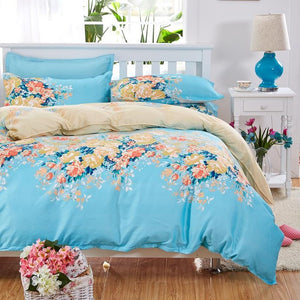 Classic bedding set 5 size grey blue flower bed linen 4pcs/set duvet cover set Pastoral bed sheet AB side duvet cover 2019 bed