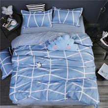 Load image into Gallery viewer, Classic bedding set 5 size grey blue flower bed linen 4pcs/set duvet cover set Pastoral bed sheet AB side duvet cover 2019 bed