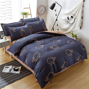 Classic bedding set 5 size grey blue flower bed linen 4pcs/set duvet cover set Pastoral bed sheet AB side duvet cover 2019 bed