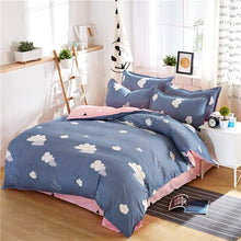 Load image into Gallery viewer, Classic bedding set 5 size grey blue flower bed linen 4pcs/set duvet cover set Pastoral bed sheet AB side duvet cover 2019 bed