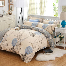 Load image into Gallery viewer, Classic bedding set 5 size grey blue flower bed linen 4pcs/set duvet cover set Pastoral bed sheet AB side duvet cover 2019 bed